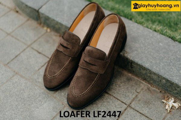 Giày lười nam da lộn đẹp phối quần tây kaki loafer LF2447 001