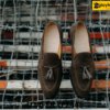 Giày da lộn nâu lười nam có chuông loafer LF2448 001