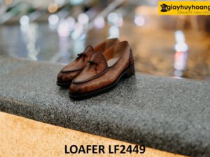 Giày lười da nam có nơ đế da bò cao cấp loafer LF2449 002