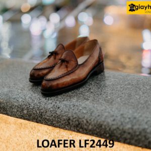 Giày lười da nam có nơ đế da bò cao cấp loafer LF2449 002