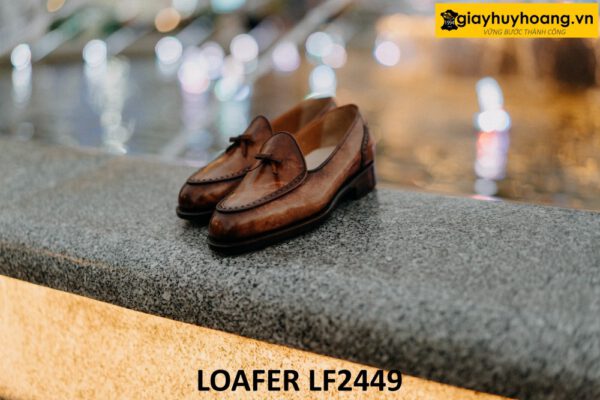 Giày lười da nam có nơ đế da bò cao cấp loafer LF2449 002