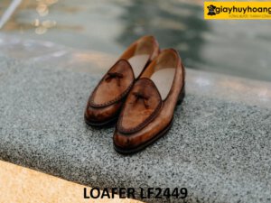 Giày lười da nam có nơ đế da bò cao cấp loafer LF2449 001