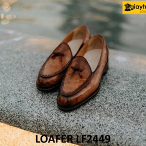 Giày lười da nam có nơ đế da bò cao cấp loafer LF2449 001