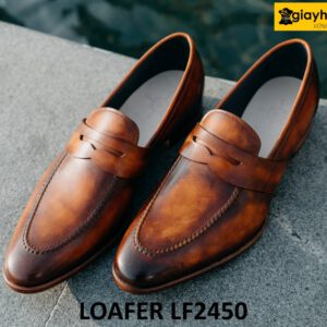 Giày lười nam da bê nhuộm màu bò loafer LF2450 004