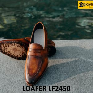 Giày lười nam da bê nhuộm màu bò loafer LF2450 003
