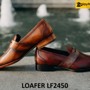 Giày lười nam da bê nhuộm màu bò loafer LF2450 002