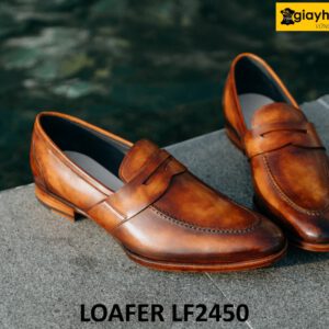 Giày lười nam da bê nhuộm màu bò loafer LF2450 001
