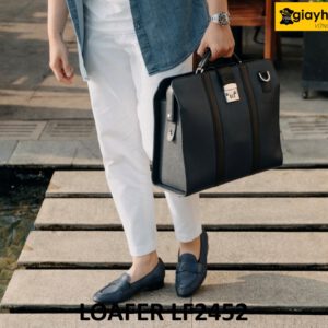 Giày lười nam da đan xen thủ công loafer LF2452 001