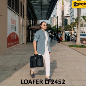 Giày lười nam da đan xen thủ công loafer LF2452 002