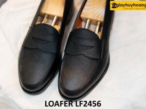Giày lười nam màu đen da vân saffiano loafer LF2456 001