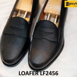Giày lười nam màu đen da vân saffiano loafer LF2456 001