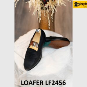 Giày lười nam màu đen da vân saffiano loafer LF2456 003
