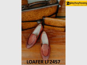 Giày lười nam không dây da đan xen loafer LF2457 003