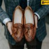 Giày lười nam da đan xen có chuông cá tính loafer LF2459 001