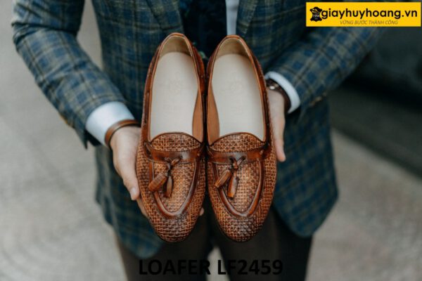 Giày lười nam da đan xen có chuông cá tính loafer LF2459 001