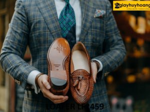 Giày lười nam da đan xen có chuông cá tính loafer LF2459 004