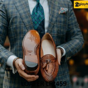 Giày lười nam da đan xen có chuông cá tính loafer LF2459 004