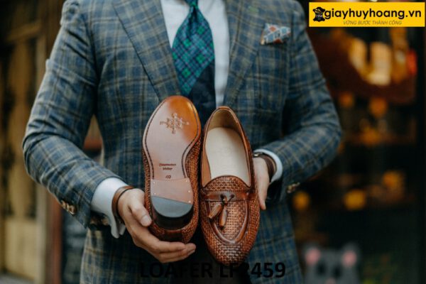 Giày lười nam da đan xen có chuông cá tính loafer LF2459 004