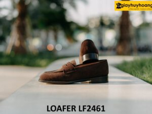 Giày lười nam da lộn màu nâu cao cấp loafer LF2461 004
