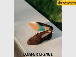Giày lười nam da lộn màu nâu cao cấp loafer LF2461 003