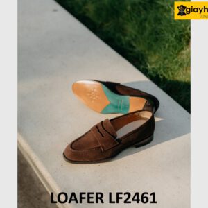 Giày lười nam da lộn màu nâu cao cấp loafer LF2461 003