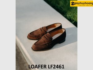Giày lười nam da lộn màu nâu cao cấp loafer LF2461 002