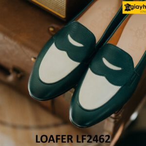 Giày lười nam da vân hạt màu xanh lam loafer LF2462 001
