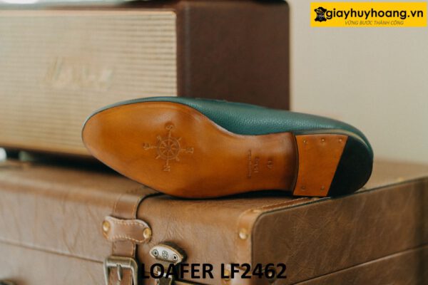 Giày lười nam da vân hạt màu xanh lam loafer LF2462 003