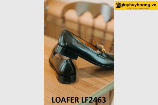 Giày lười nam màu đen khóa horesit màu vàng loafer LF2463 003