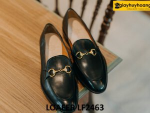Giày lười nam màu đen khóa horesit màu vàng loafer LF2463 001