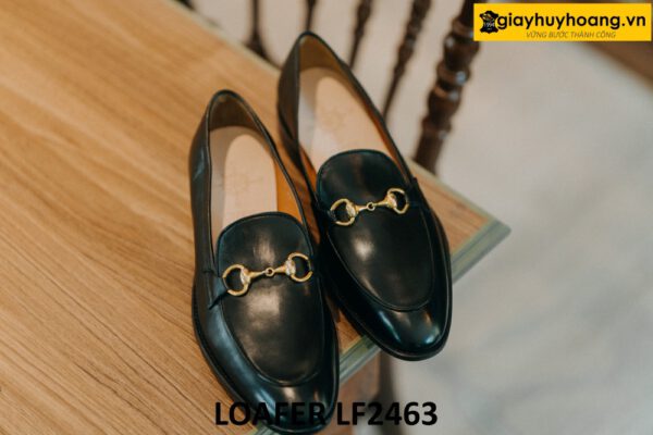 Giày lười nam màu đen khóa horesit màu vàng loafer LF2463 001