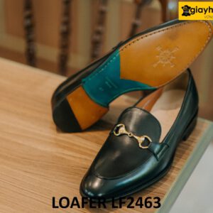 Giày lười nam màu đen khóa horesit màu vàng loafer LF2463 002