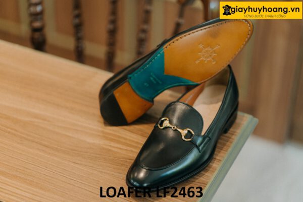 Giày lười nam màu đen khóa horesit màu vàng loafer LF2463 002