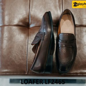 Giày da màu nâu giày lười nam cá tính loafer LF2465 004