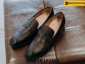 Giày da màu nâu giày lười nam cá tính loafer LF2465 001