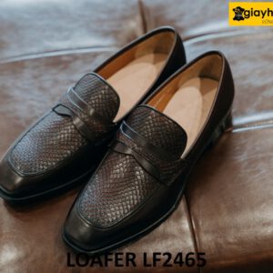 Giày da màu nâu giày lười nam cá tính loafer LF2465 001