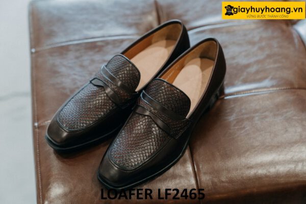 Giày da màu nâu giày lười nam cá tính loafer LF2465 001
