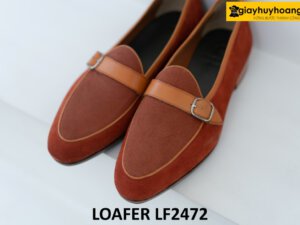 Giày lười nam da lộn đỏ đô thời trang loafer LF2472 001