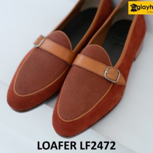 Giày lười nam da lộn đỏ đô thời trang loafer LF2472 001