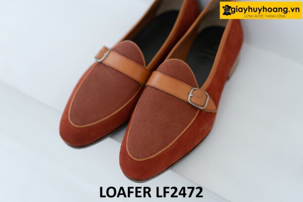Giày lười nam da lộn đỏ đô thời trang loafer LF2472 001