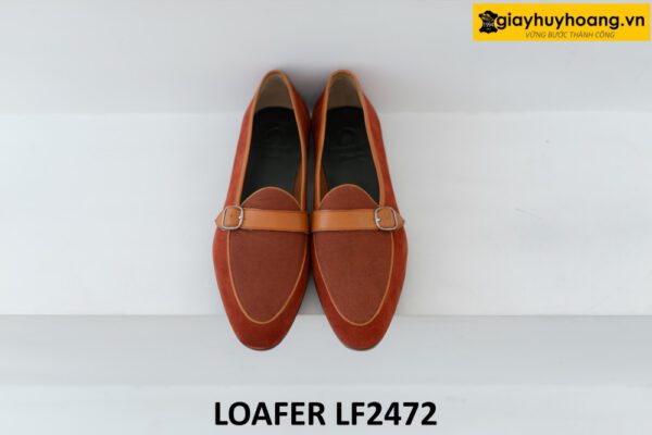 Giày lười nam da lộn đỏ đô thời trang loafer LF2472 004