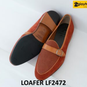 Giày lười nam da lộn đỏ đô thời trang loafer LF2472 003