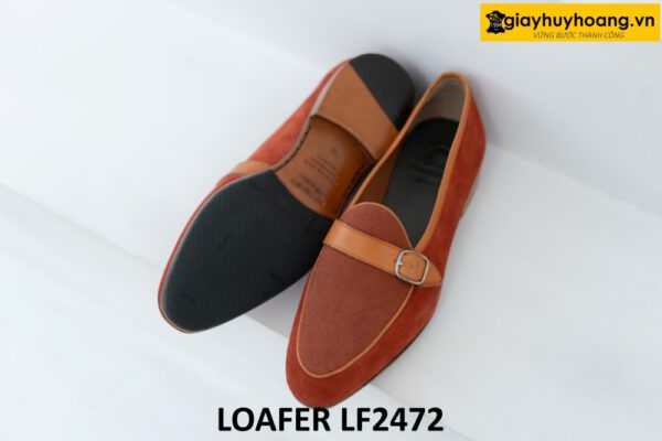 Giày lười nam da lộn đỏ đô thời trang loafer LF2472 003