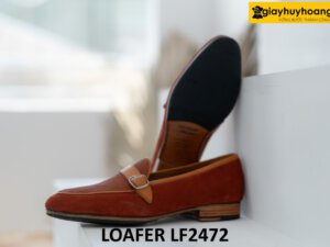 Giày lười nam da lộn đỏ đô thời trang loafer LF2472 002