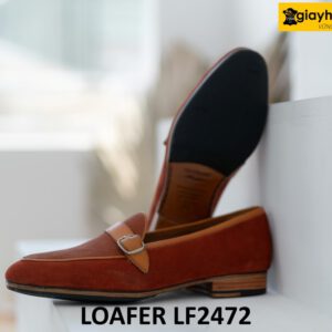 Giày lười nam da lộn đỏ đô thời trang loafer LF2472 002