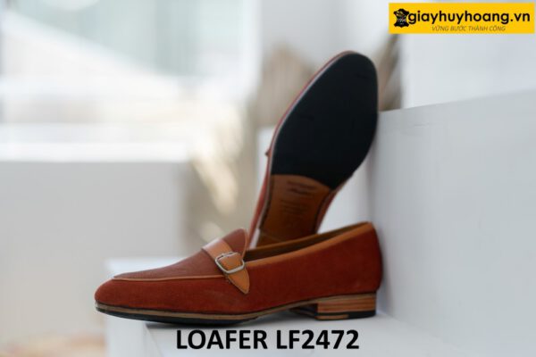 Giày lười nam da lộn đỏ đô thời trang loafer LF2472 002