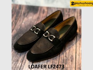 Giày lười nam da lộn đen khóa Horesit DD loafer LF2473