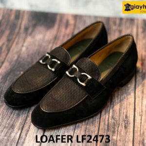 Giày lười nam da lộn đen khóa Horesit DD loafer LF2473