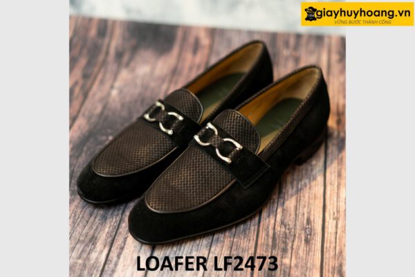 Giày lười nam da lộn đen khóa Horesit DD loafer LF2473