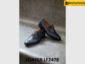 Giày da lười nam sang trọng xanh navy loafer LF2478 004